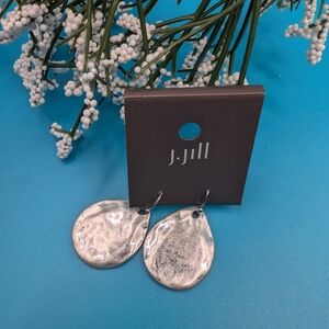 NWT J. Jill Silver Tone Shimmery Hammered Teardrop Earrings